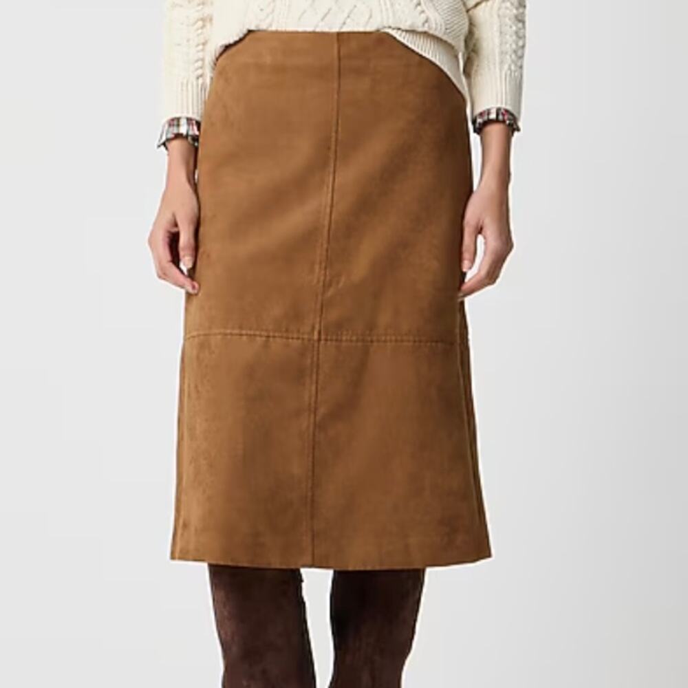 J. Crew Tan Sueded Midi Pencil Skirt size 10 NEW with Tags
